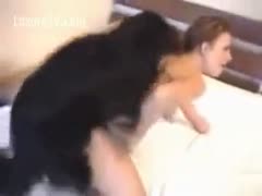 Petite college-aged legal age teenager makes her beastiality debut by taking it from behind by a K9 